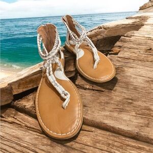 BOC White and silver Sandals with Braided Straps size 8